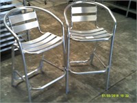 Lot of 2 Aluminum Patio Bar Height Chairs