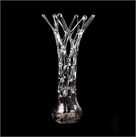 Ion Tamaian Fused Glass Lattice Sculpture Vase