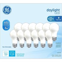 P843  GE LED Daylight Bulbs 60W A19 9yr 12pk