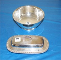 SILVERPLATE: BUTTER DISH W/INSERT AND BOWL