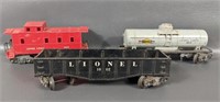 Three Vintage Lionel Lines Train Cars
