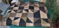 Vintage Hand Sewn Quilt. Made from Wool Suiting.