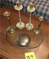 Brass Lot with Candle Holders