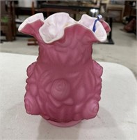 Vintage Fenton Pink Satin Glass Flower Vase