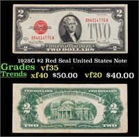 1928G $2 Red Seal United States Note Grades vf++