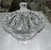 CRYSTAL GLASS CANDY DISH WITH LID