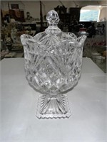 CRYSTAL GLASS CANDY DISH WITH LID