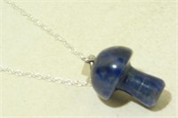 Lapis Lazuli Mushroom Pendant with Chain Necklace