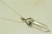 Clear Quartz Healing Point Pendant with 20"