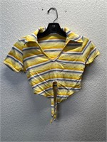 Vintage 80s Femme Striped Front Tie Top