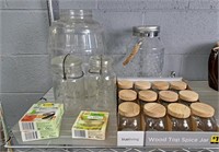 Assorted Glass Jars & Drink Dispenser