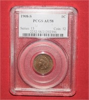 1908-S Indian Head Penny  AU58  PCGS