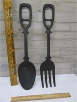 LARGE CAST IRON FORK & SPOON