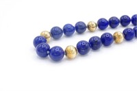 Large Lapis Lazuli 16mm bead & gold necklace