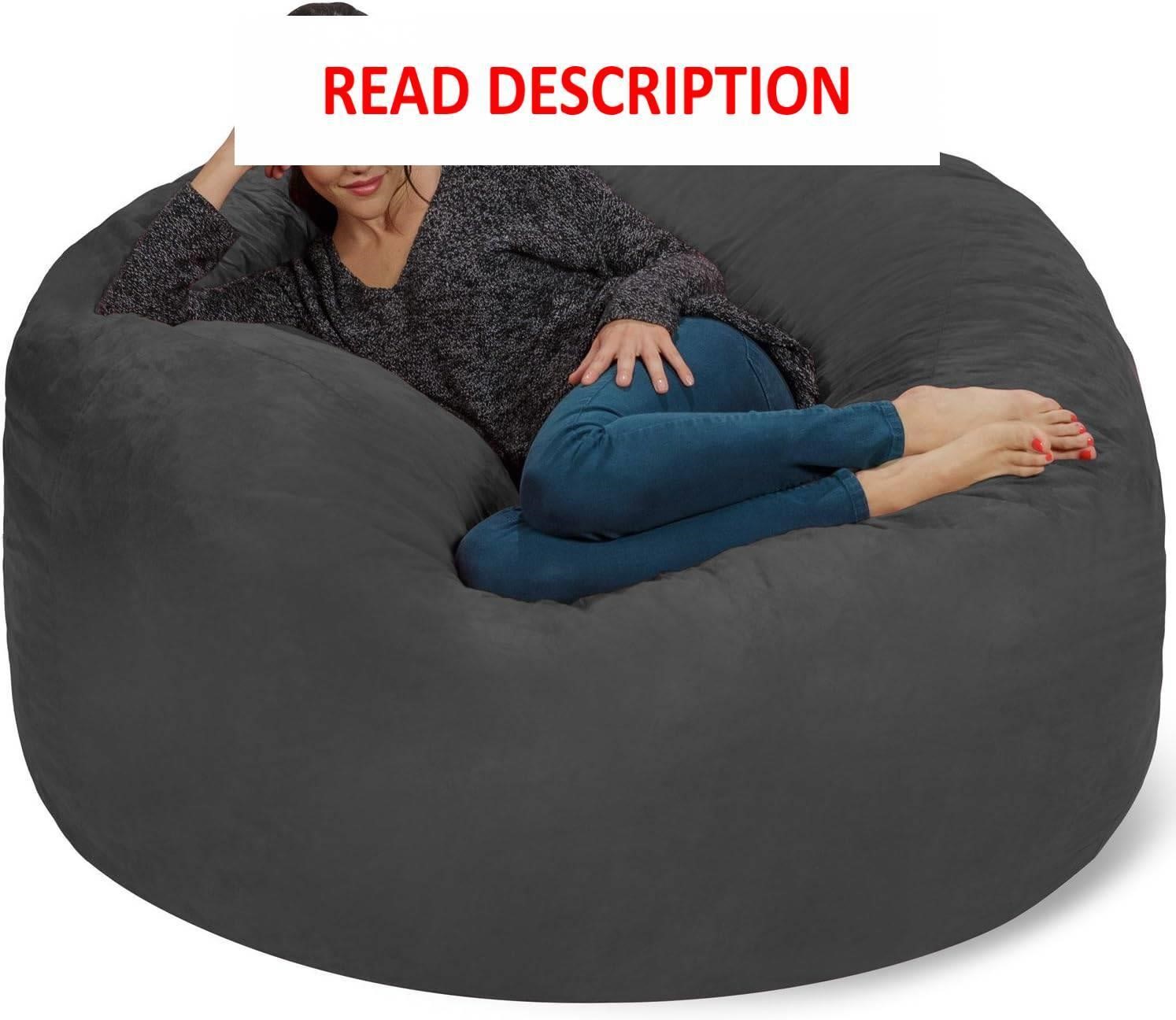 Chill Sack: 5' Bean Bag  Charcoal Suede