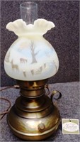 1979 Hand Painted Fenton Glass Lamp
