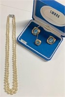 Cufflinks and Faux Pearl Necklace