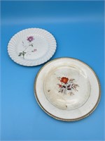 2 Antique Rose Pattern Plates