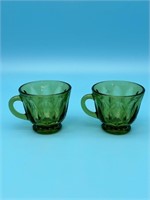 2 Vintage Green Punch / Tea Cups