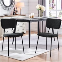 OAKHAM Dining Chairs Set of 2  Boucle  Black