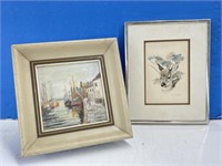 2 Small Framed Art Items  - M.g. Loates Deer (no