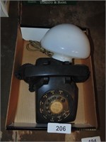 Vintage Rotary Phone & Light Globe