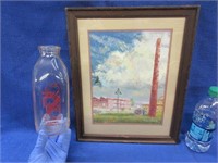 nice "johnson's creamery" painting & milk bottle