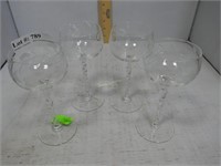 8 wine glasses - four floral etched & four large g