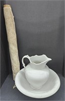 (F) Cornell White Porcelain Pitcher And Bowl With