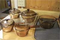 lot of vision ware pots with lids