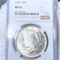 1922 Silver Peace Dollar NGC - MS62