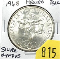 1968 Mexico 25 pesos, Unc.