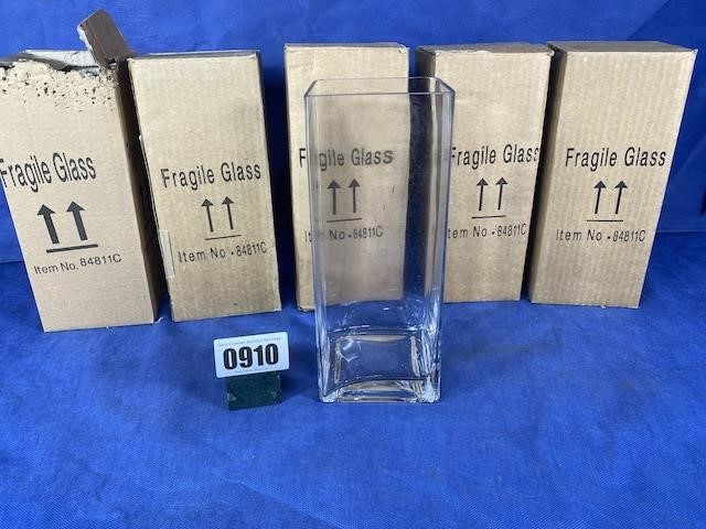 Tall Square Glass Vases, 4x4x10"T