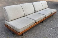 TEAK MID CENTURY COUCH WITH EXPOSED BACK