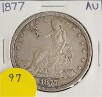 1877 U.S. SILVER TRADE DOLLAR COIN