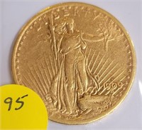 1909-S ST. GAUDEN'S $20 GOLD COIN