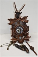 Stag Topper Vintage Wood Carved Cuckoo Clock