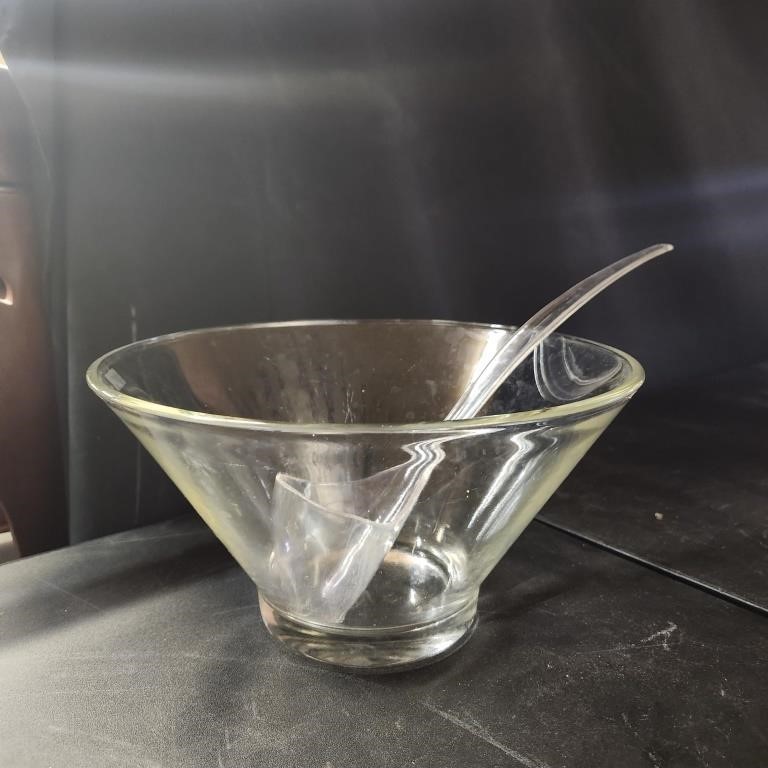 Glass Punch Bowl with Plastic Ladle