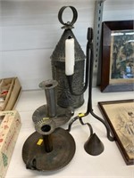 Contemporary Punched Tin Lantern with Candlesticks
