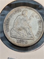 1870 UNCIRCULATED HALF DIME