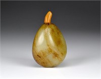 CHINESE CARVED GREY JADE PEBBLE FORM SNUFF BOTTLE