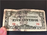 The Japanese Government Paper Money (5 centavos)
