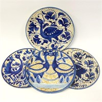 (4) Vintage Painted Bird Plates, Spain