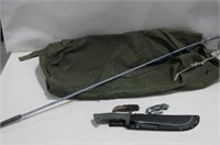 Buggy Whip, Assorted Knives & Barrel Bag See Info