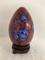 Large Cloisonne Egg with Wood Stand
