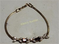 estate gold overlay ruby & white sapphire bracelet