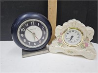 2 Untested Vntg. Clocks Waterbury, Ceramic