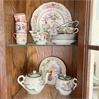 Asian Themed Tea Pots, Cups, Saucers, Plate