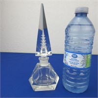 One Crystal Purfume Bottle w/ Pagoda Stopper 8" H