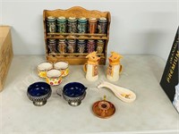 assorted vintage kitchen items - with cow creamers